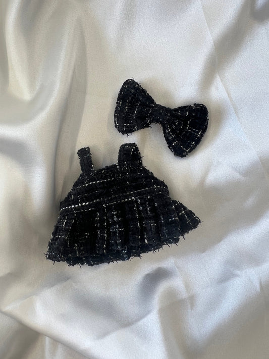 Labubu Premium Black Tweed Dress Set with Bow