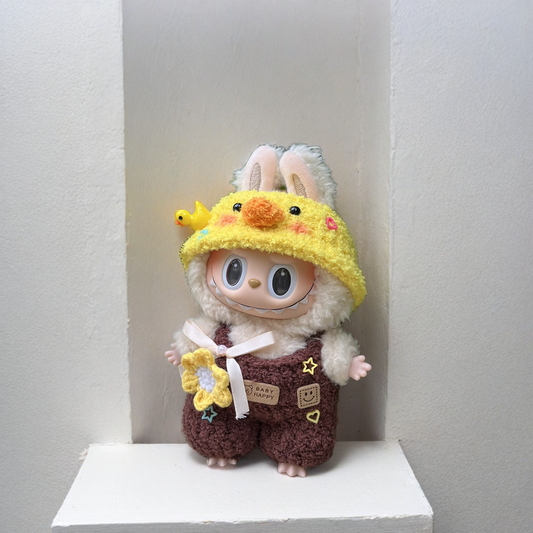 Labubu Adventure Outfit Set - Brown Costume & Yellow Hat