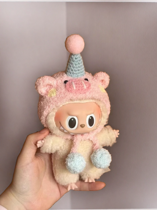 Labubu Pink Pig Head Outfit - Party Pig Hood